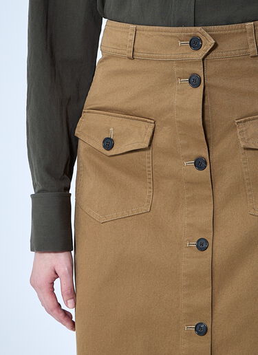 Saint Laurent Cotton Serge Midi Skirt Brown sla0259020