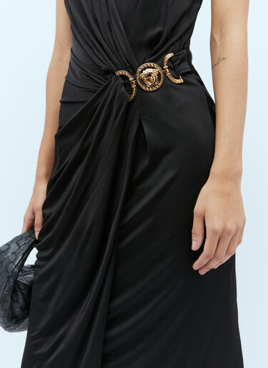 Versace 美杜莎垂顺中长连衣裙 黑色 vrs0253009