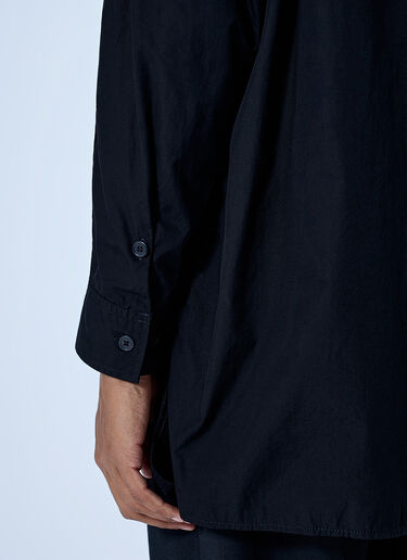LN-CC® - Yohji Yamamoto: Open Collar Shoulder Slit Blouse - Black Yohji Yamamoto Open Collar Shoulder Slit Blouse Black yoy0165001