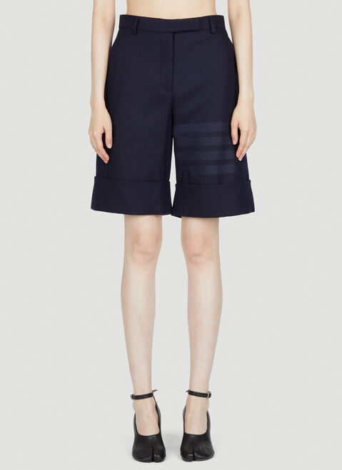 Balmain Flannel Four Bar Sack Shorts Grey bln0253009