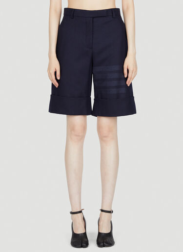 Flannel Four Bar Sack Shorts Thom Browne Flannel Four Bar Sack Shorts Navy thb0253026