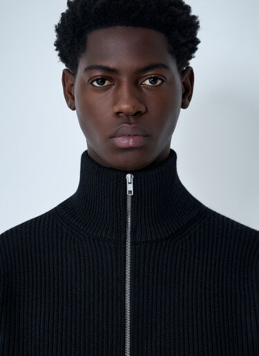 Maison Margiela Wool Zip-Up Cardigan Black mla0162002