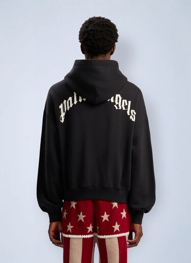 Curved Logo Loose Hooded Sweatshirt Palm Angels Curved Logo Loose Hooded Sweatshirt Black pma0162014