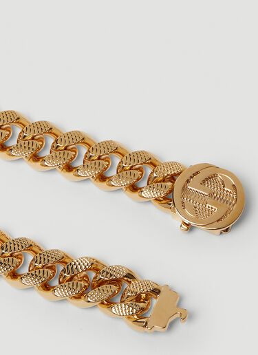 Gucci Logo Script Curb Chain Necklace Gold guc0250244