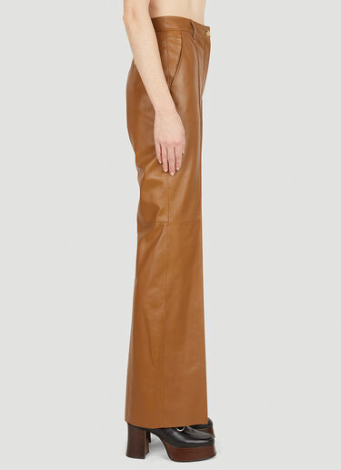 Gucci Leather Straight Leg Pants Brown guc0251198