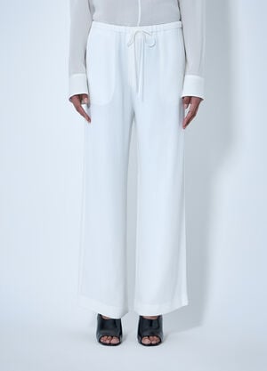 TOTEME Wide-Leg Trousers with Drawstring Waist White tot0264007