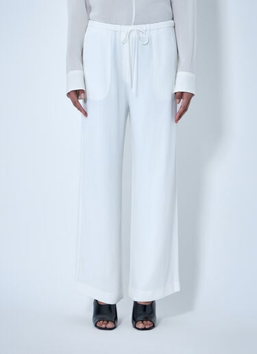 TOTEME Wide-Leg Trousers with Drawstring Waist White tot0264007