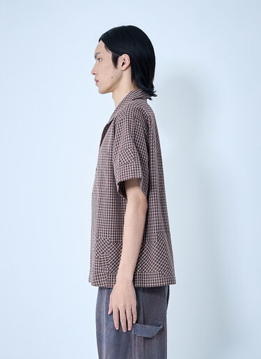 Checkered Short Sleeve Shirt Story mfg. Checkered Short Sleeve Shirt Brown str0163003