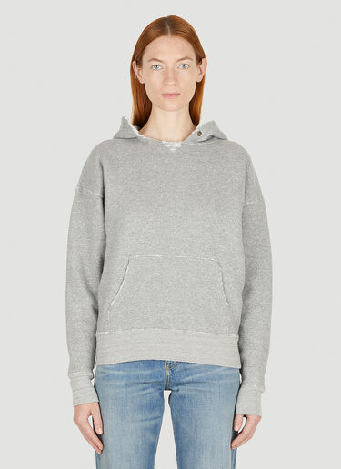Saint Laurent Distressed Hooded Sweatshirt Grey sla0249009