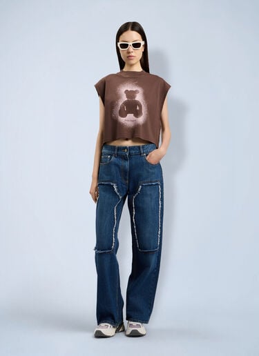 Palm Angels Spray Bear Boxy Tank Top Brown pma0264216