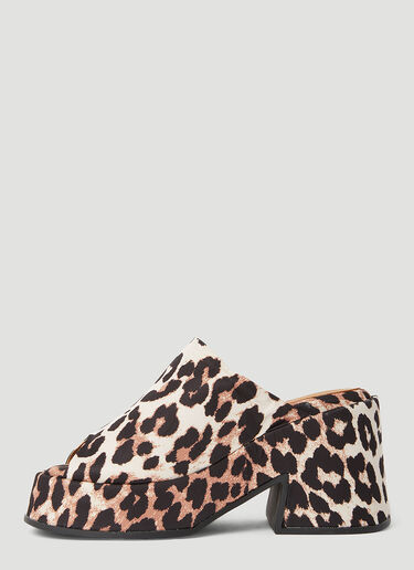 GANNI Retro Leopard Print Platform Mules Brown gan0249047