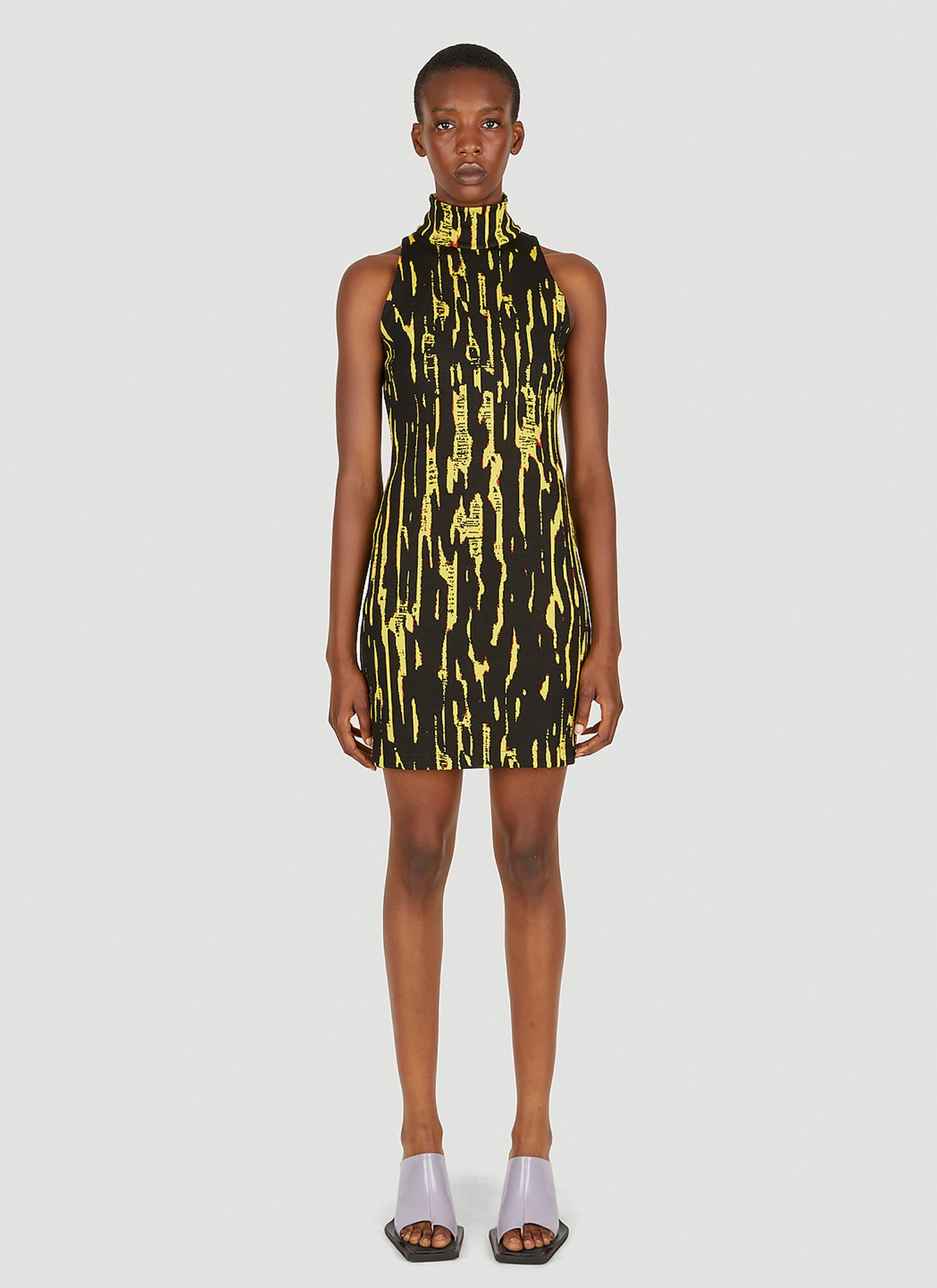 Shop Ambush High Neck Knit Dress In Yellow