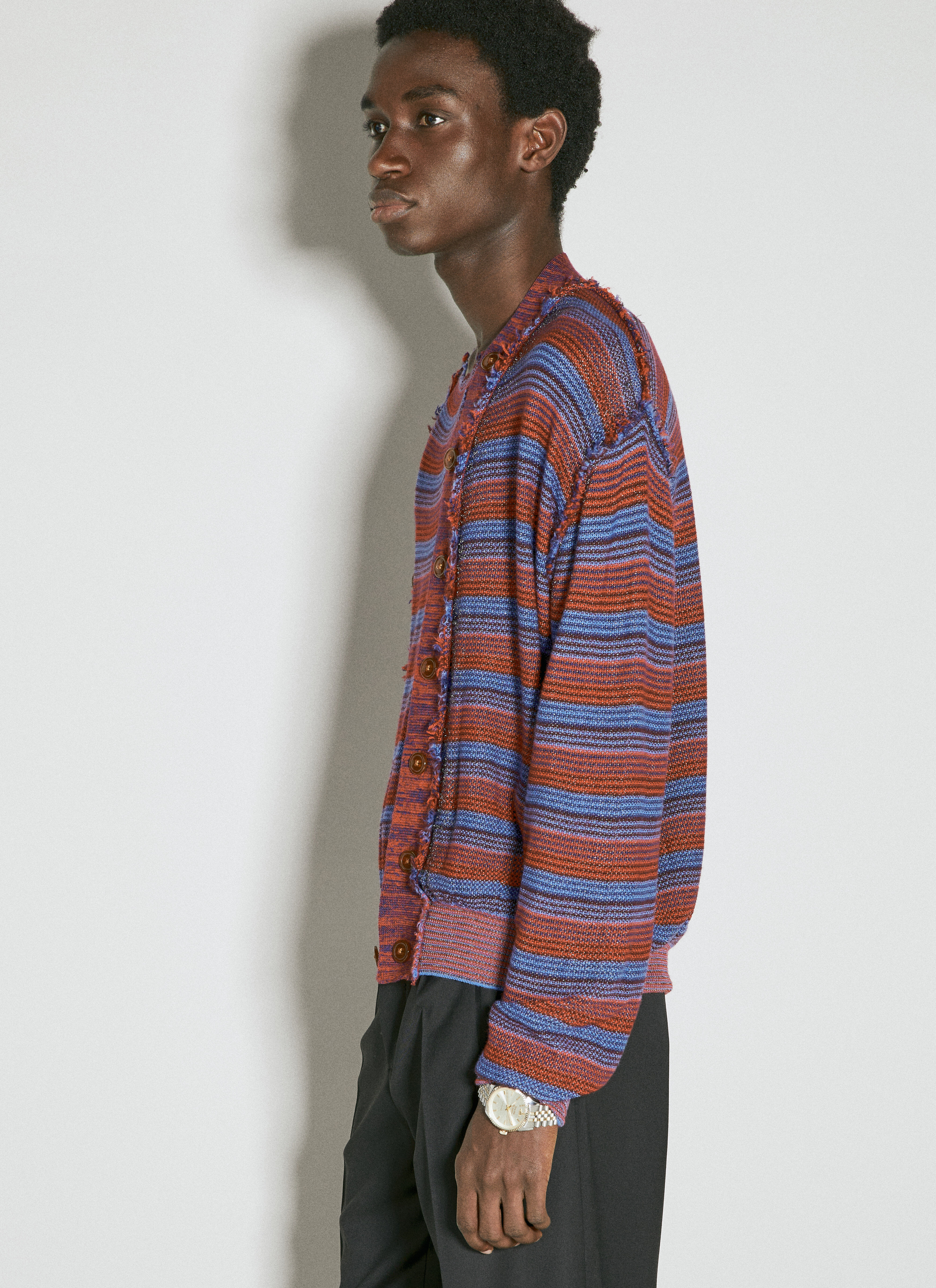 トップス 070904 Vivienne Westwood MAN CRACKED Vivienne Westwood Men's' Stripe Broken Stitch Knit Cardigan