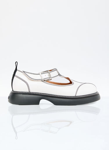 GANNI Everyday Buckle Mary Jane Shoes White gan0256030