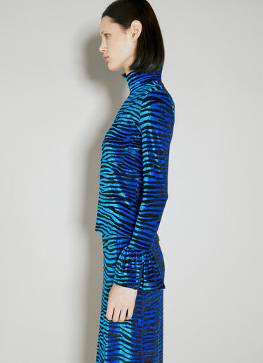 Rabanne Velvet Zebra Print Top Blue pac0253021