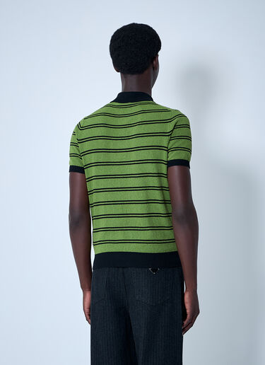 Prada Stripe Logo Motif Polo Shirt Black pra0160010