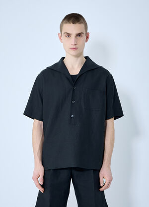 Dolce & Gabbana Linen Polo Shirt Black dol0160003