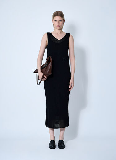 Max Mara Valois Crochet Midi Dress Black max0260014