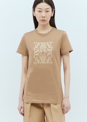 Max Mara Glitter Logo T-Shirt Camel max0256019