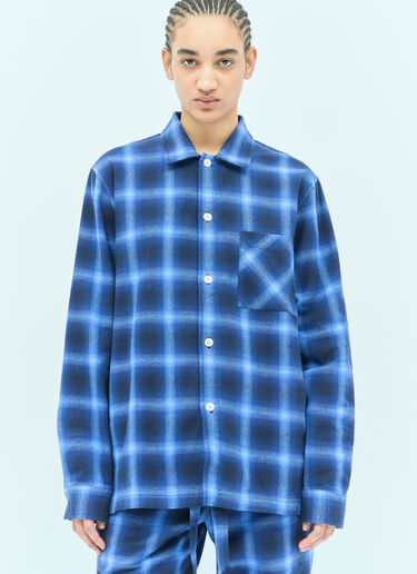 Tekla Plaid Pyjama Shirt Navy tek0355008