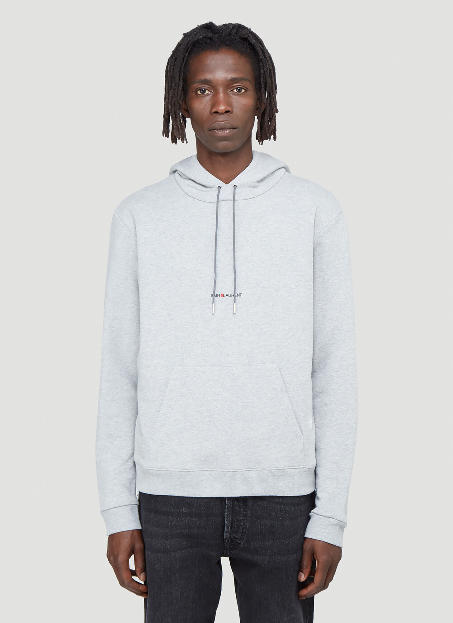 Shop Saint Laurent Logo-print Hooded Sweatshirt