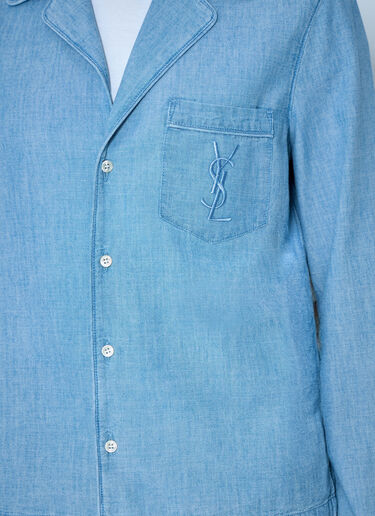 LN-CC® - Saint Laurent: Button-down Denim Shirt - Blue Saint Laurent Button-down Denim Shirt Blue sla0264034