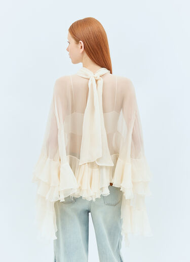 Chloé High-Low Ruffle Top Cream chl0258004