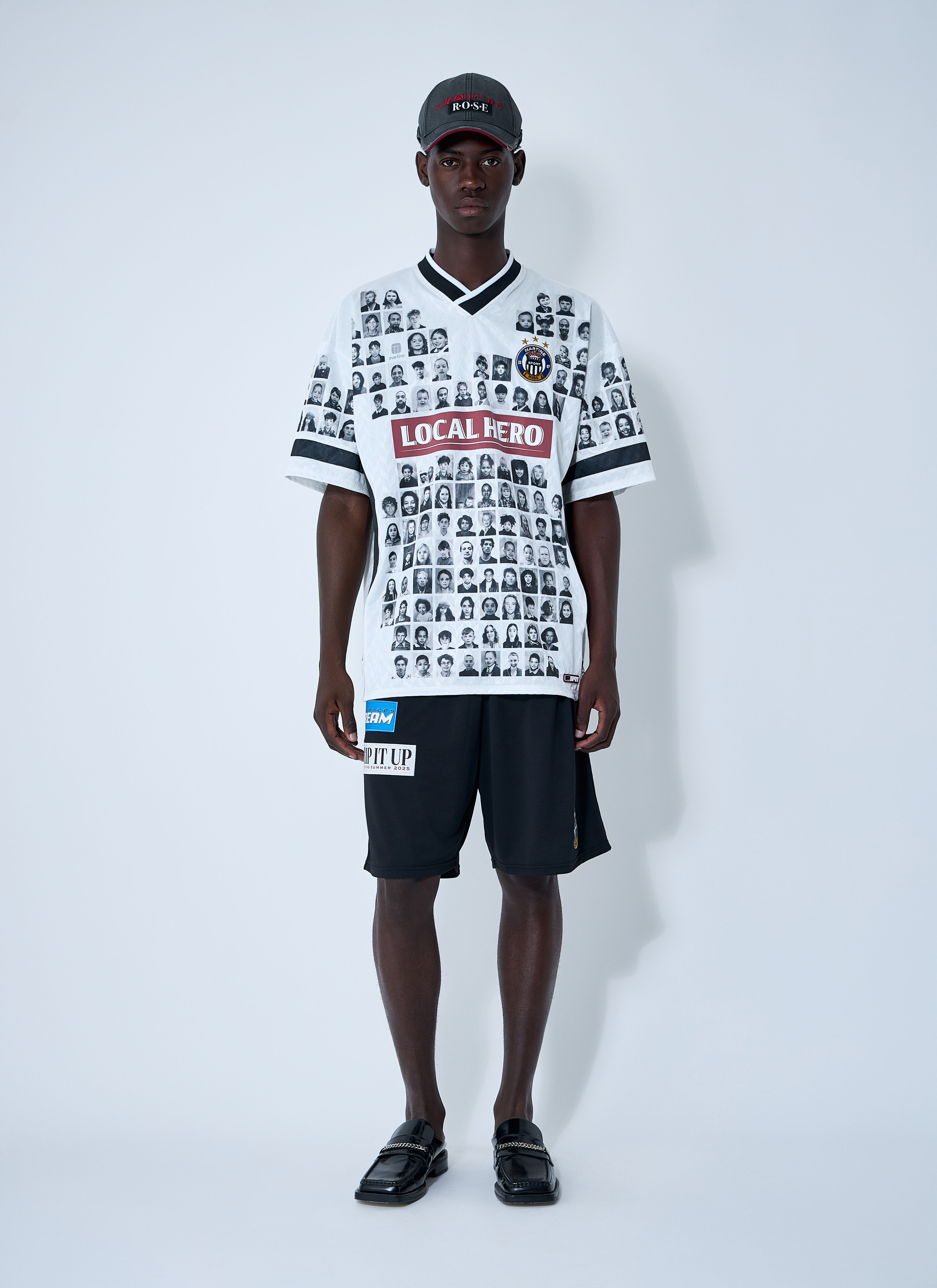 Martine Rose Men's' Logo Motif Football Shorts in Black | LN-CC®