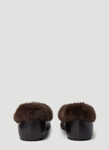 TOTEME Faux Fur Trim Ballerina Shoes Black tot0251046
