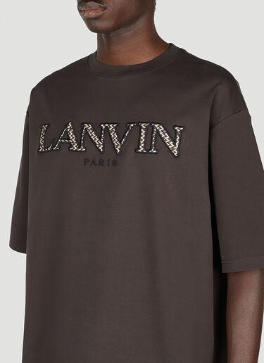 Lanvin 로고 자수 티셔츠 브라운 lnv0152008