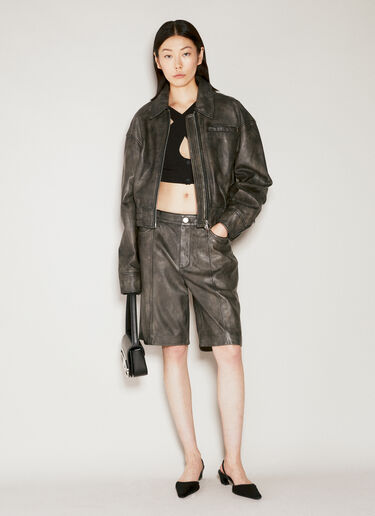 Han Kjøbenhavn Washed Leather Cropped Bomber Black han0353001