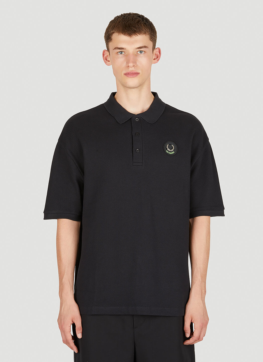 Raf Simons x Fred Perry Logo Patch Polo Shirt in Black LN CC