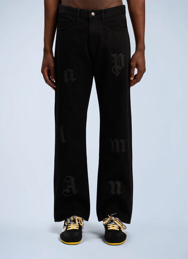 Logo Patch Straight Jeans Palm Angels Logo Patch Straight Jeans Black pma0162069