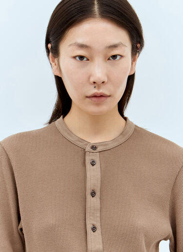 Acne Studios ワッフルニットボタンアップトップス ブラウン acn0257022