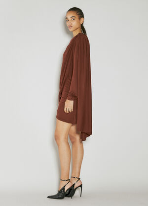 Saint Laurent Draped Wool Dress Red sla0253044