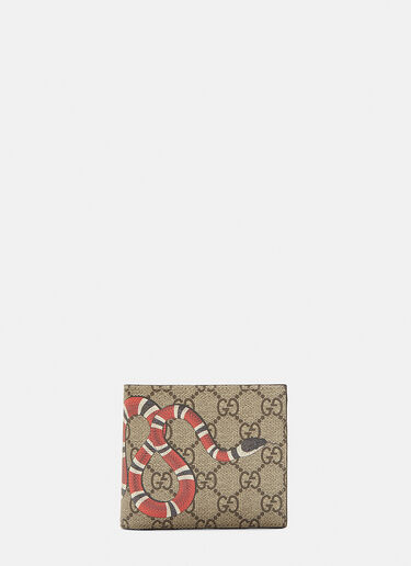 Gucci Snake Print GG Supreme Bi Fold Wallet BLACK guc0127046