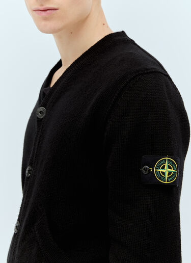 Stone Island Logo Patch Cardigan Black sto0156089