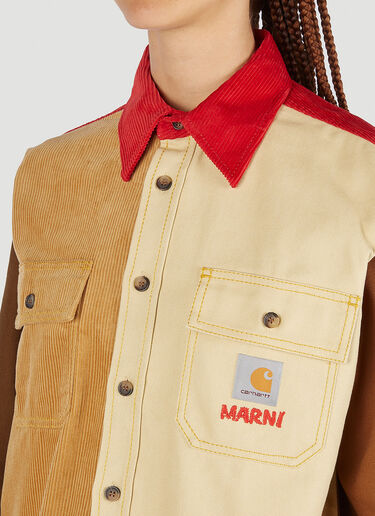 Marni x Carhartt 컬러 블록 패널 셔츠 브라운 mca0250003