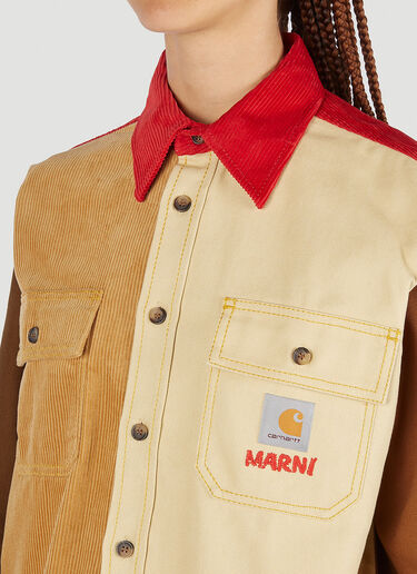 Marni x Carhartt カラーブロックパネルシャツ ブラウン mca0250003