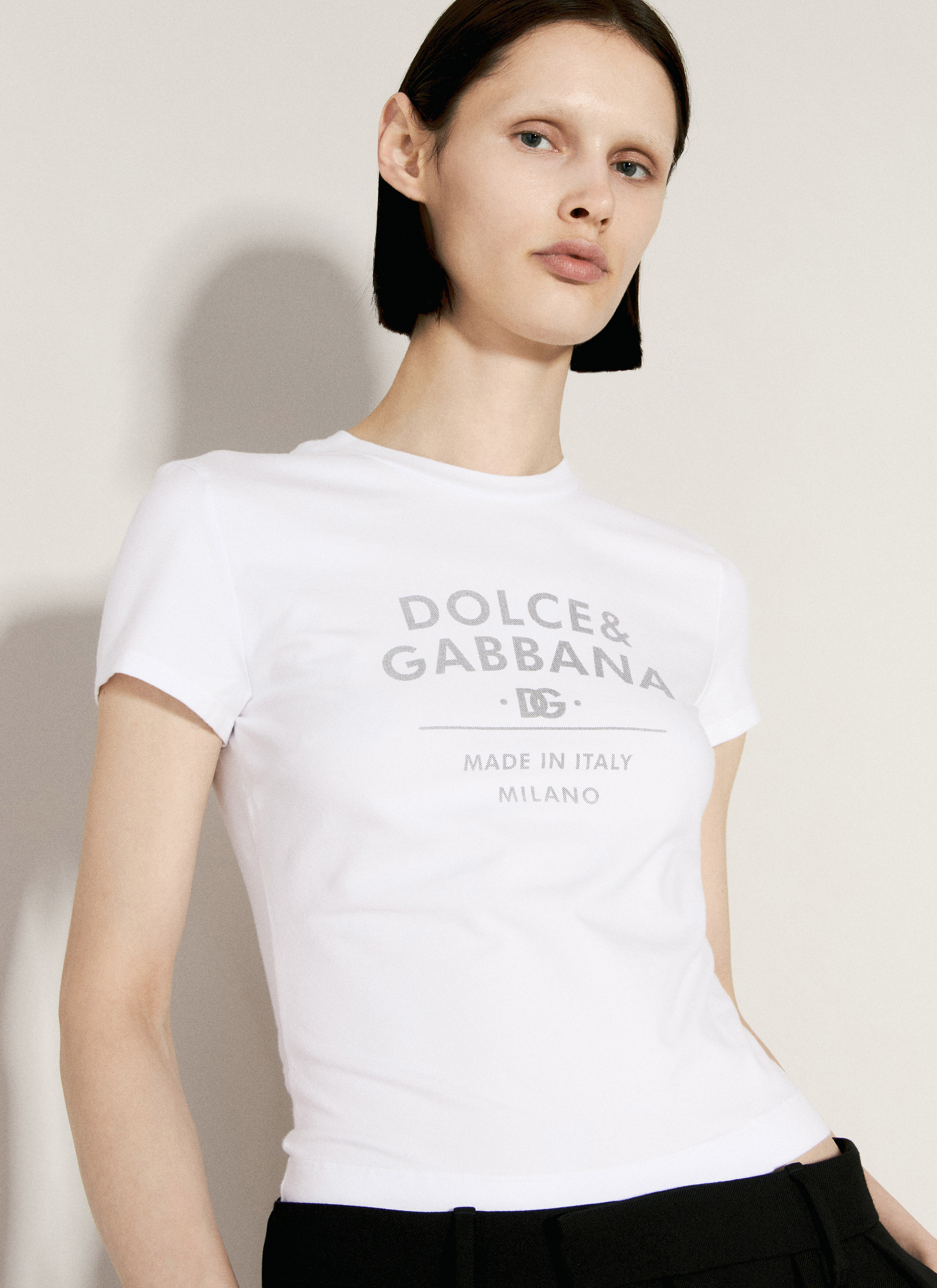 Dolce & Gabbana 로고 프린트 티셔츠  옐로우 dol0255015