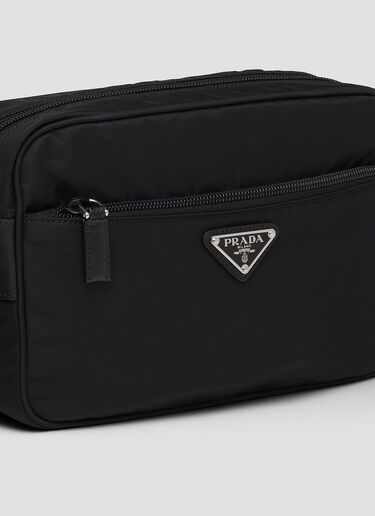 Prada Re-Nylon and Saffiano Leather Shoulder Bag Black pra0248030