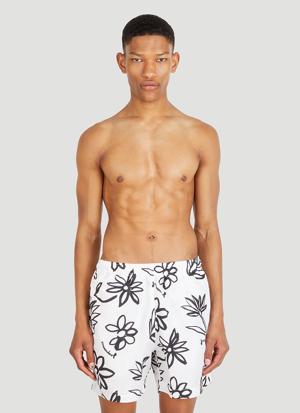 Black and white swim shorts sales