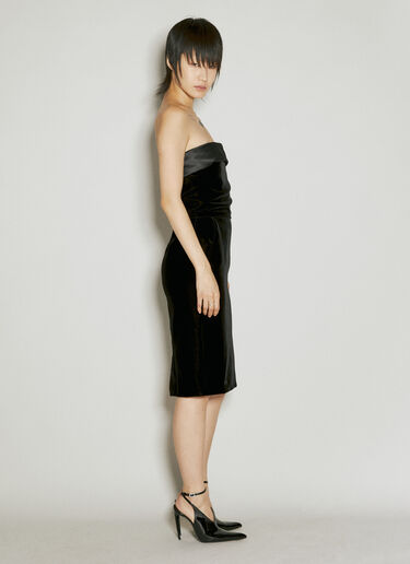 Saint Laurent Strapless Pencil Velvet Dress Black sla0254043