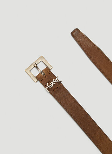 Saint Laurent Monogram Leather Belt Brown sla0143038