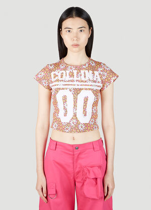 Collina Strada Logo Print Floral T-Shirt Pink cst0251010