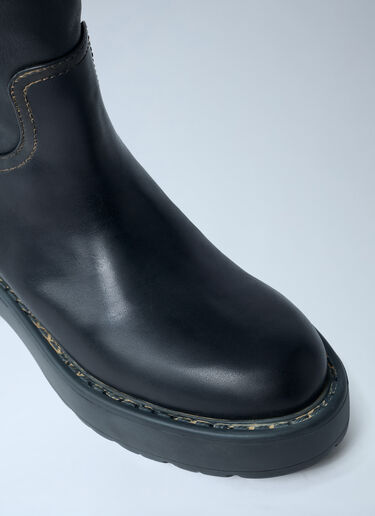 Miu Miu Leather Logo Motif Boots Black miu0262111