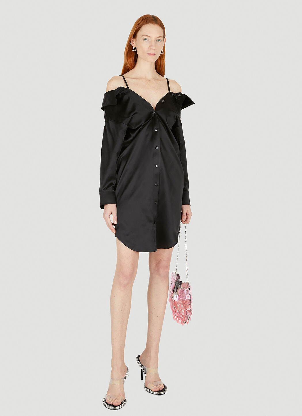 Alexander Wang Women s Off The Shoulder Shirt Dress in Black LN CC