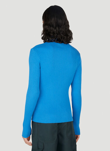 Courrèges 로고 자수 골지 스웨터 블루 cou0151003