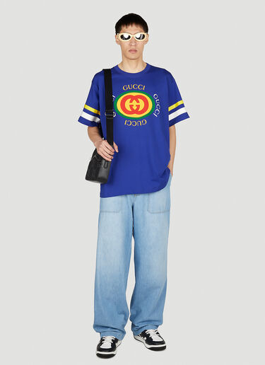 Gucci Logo Print T-Shirt Blue guc0152307