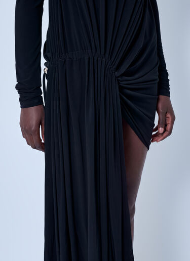 LN-CC® - Sportmax: Asymmetrical Drape Dress - Black Sportmax Asymmetrical Drape Dress Black spx0266033